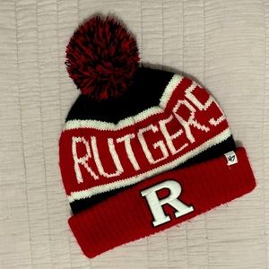 Rutgers Pom Pom knitted hat